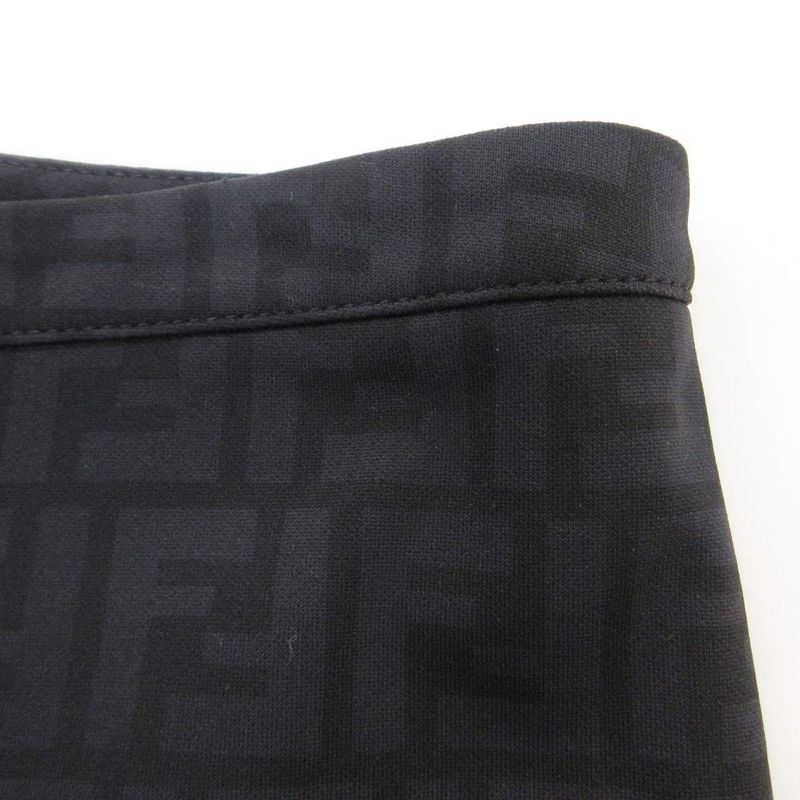 Fendi Jeans Zucca Pattern Stretch Pants Jersey Logo Straight High Waist 42 M