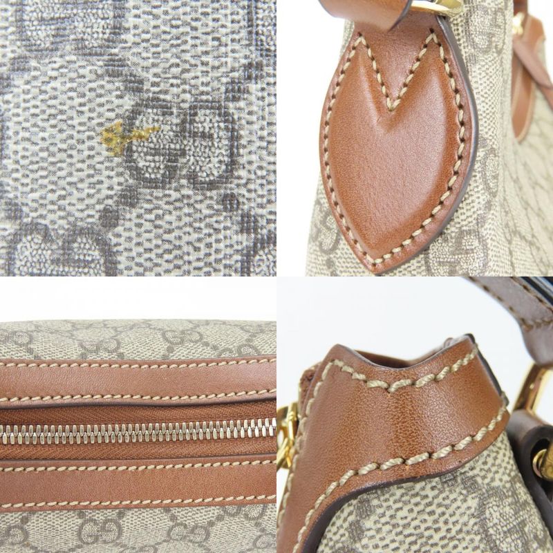 Gucci Shoulder Bag Hobo GG Supreme Canvas Leather Beige Brown Bag Daily Use