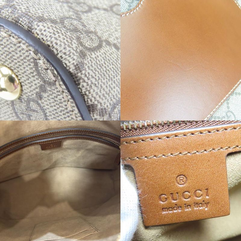 Gucci Shoulder Bag Hobo GG Supreme Canvas Leather Beige Brown Bag Daily Use