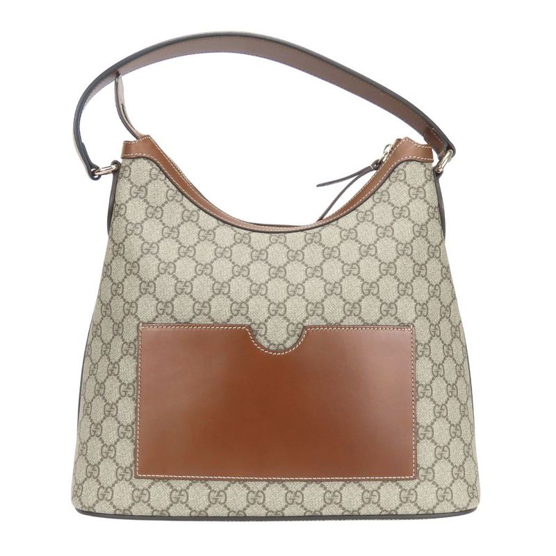 Gucci Shoulder Bag Hobo GG Supreme Canvas Leather Beige Brown Bag Daily Use