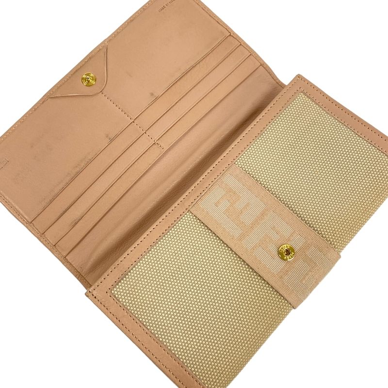 Fendi Wallet Beige Pink Leather
