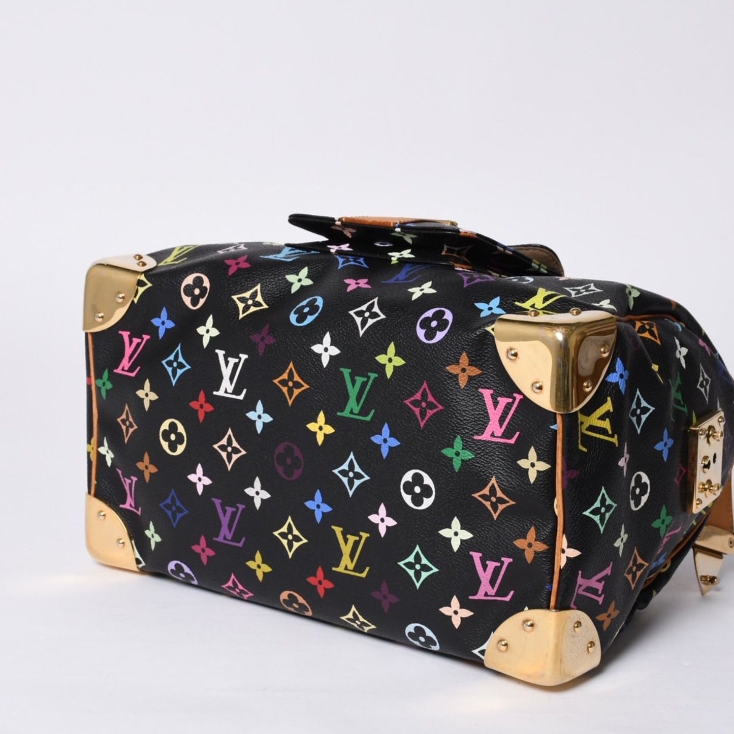 Louis Vuitton Speedy 30 Handbag Monogram Multicolor Black Gold Takashi Murakami — view 8