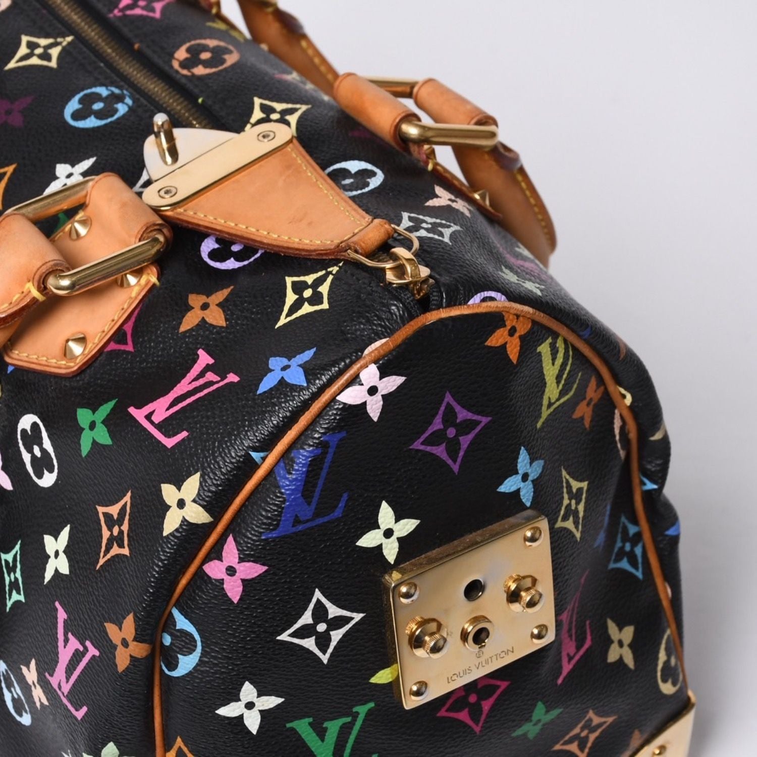 Louis Vuitton Speedy 30 Handbag Monogram Multicolor Black Gold Takashi Murakami — view 7