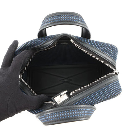 Hermes Victoria 3 Fourre Tout Mini Black Blue Saffiano Silver Swift Toile