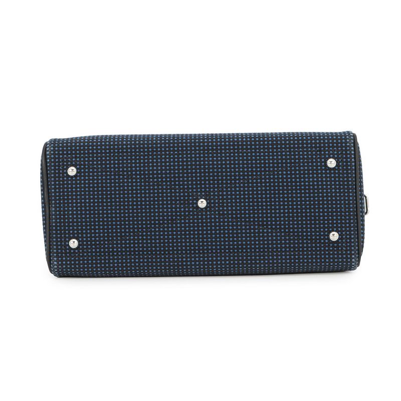 Hermes Victoria 3 Fourre Tout Mini Black Blue Saffiano Silver Swift Toile