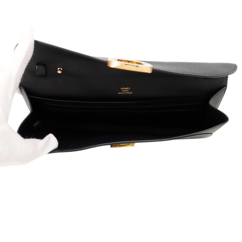 Hermes Wallet Chaine D'ancre to Go Black Gold Epsom