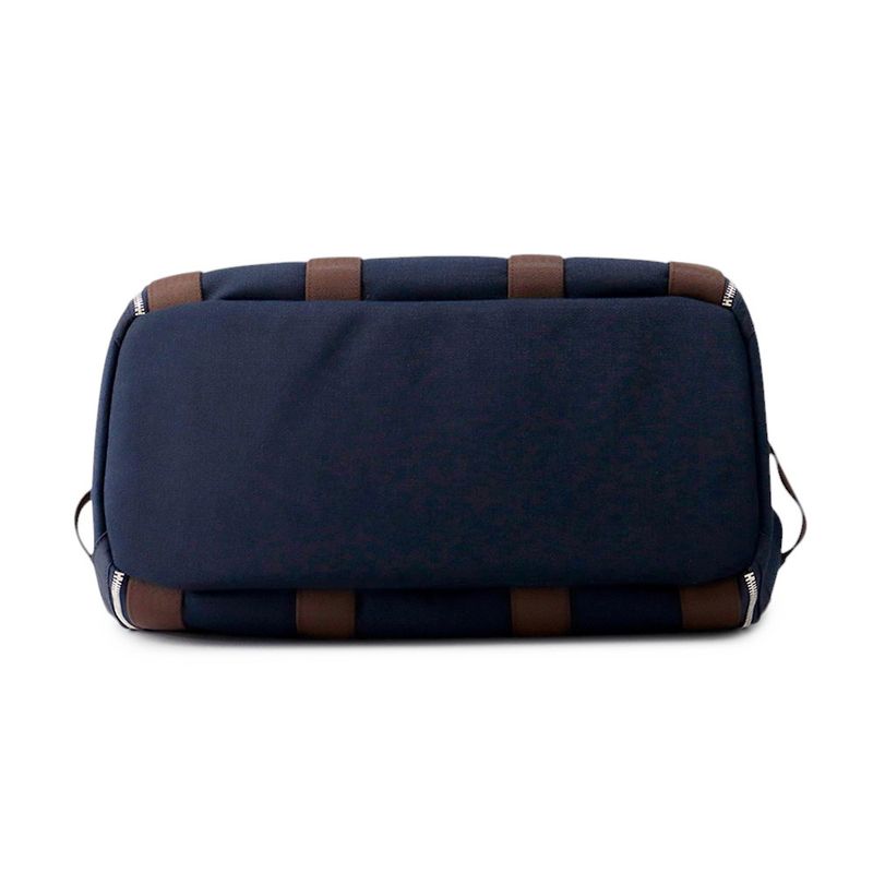 Hermes Dog Carrier Bag Navy Brown Silver Canvas Small