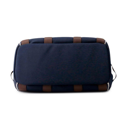 Hermes Dog Carrier Bag Navy Brown Silver Canvas Small