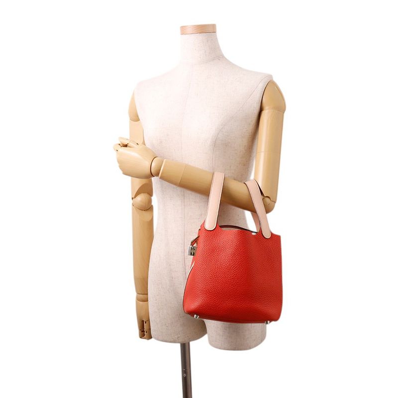 Hermes Picotin Lock PM Touch Rouge Tomato Rose Eglantine Silver Taurillon