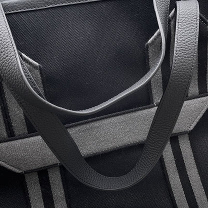 Hermes Tote Pure Sangle Black Gray Silver Toile Military Taurillon Clemence