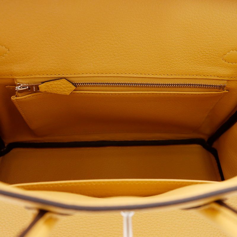 Hermes Birkin 25 Paille Silver Togo Handbag