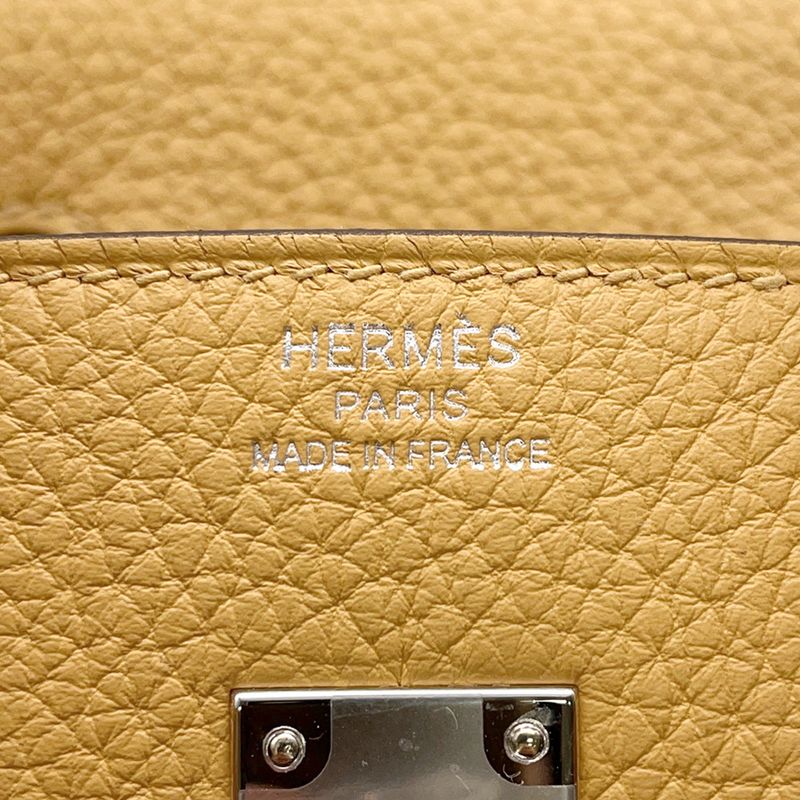 Hermes Birkin 25 Paille Silver Togo Handbag