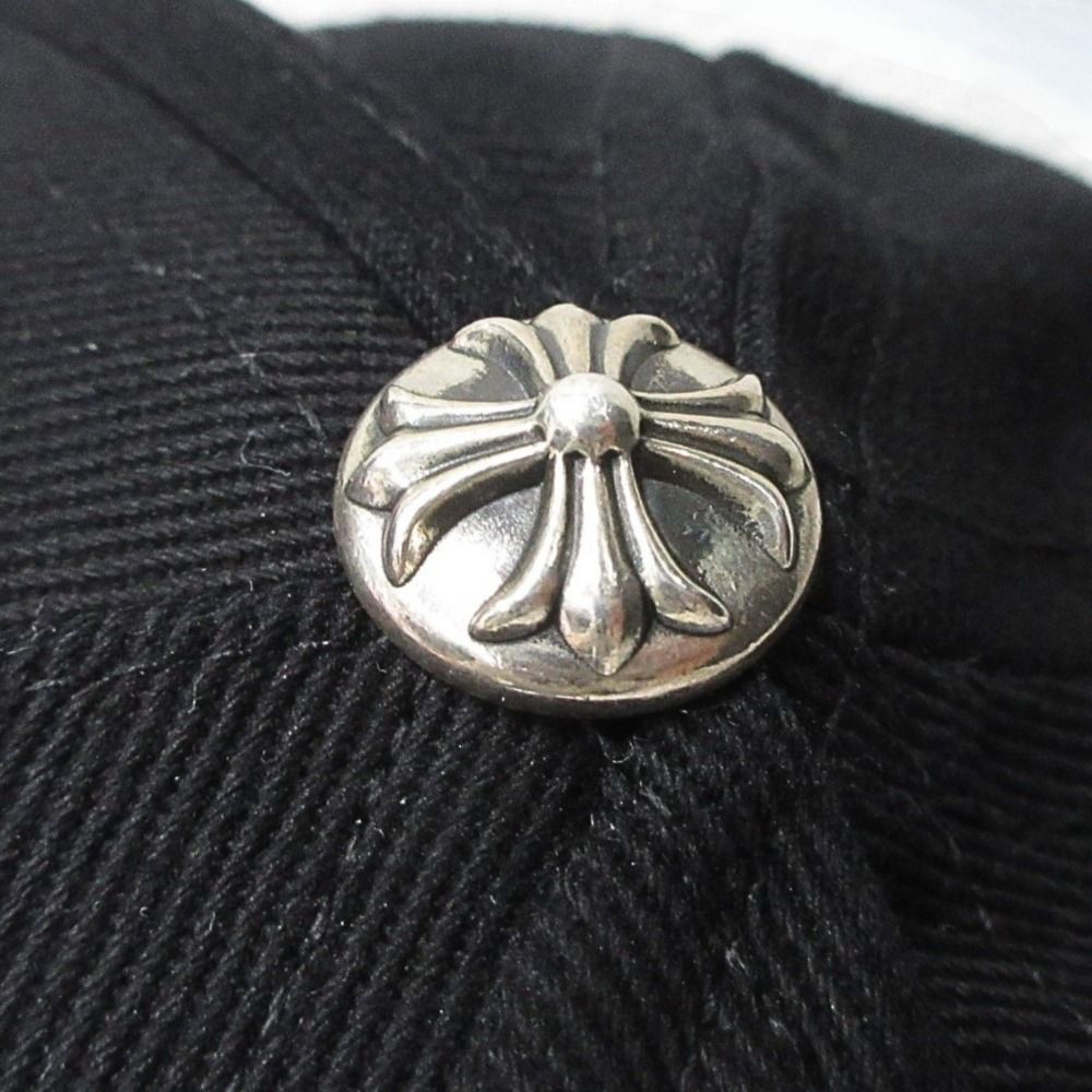 Chrome Hearts Baseball Denim Cap Hat Cross 925 Sterling Silver Crossball Black