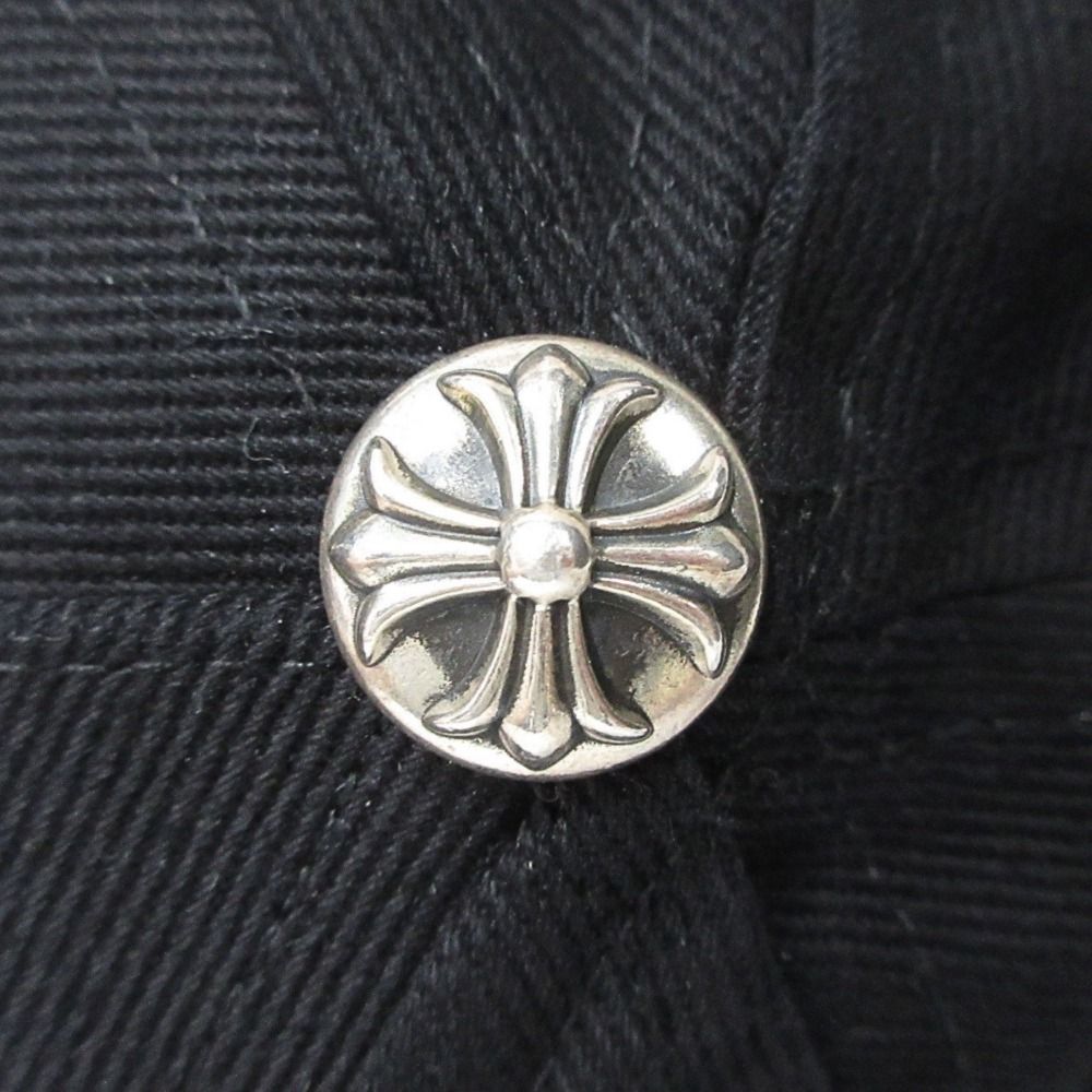 Chrome Hearts Baseball Denim Cap Hat Cross 925 Sterling Silver Crossball Black