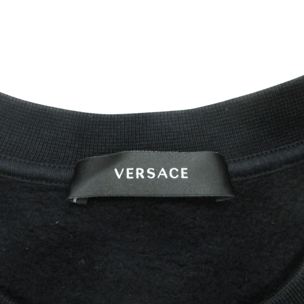 Versace Logo Sweatshirt Trainers Top Long Sleeve Embroidery Brushed Back M Black