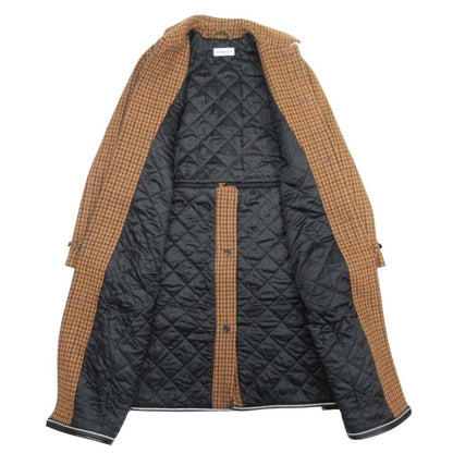 Balenciaga Houndstooth Pattern Balmacan Coat Back Quilted Stainless Steel