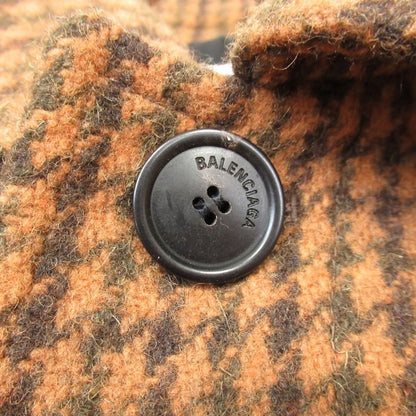 Balenciaga Houndstooth Pattern Balmacan Coat Back Quilted Stainless Steel