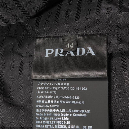 Prada Nylon Quilted Vest Jacket Zip Up Triangle Logo Plate 44 Black