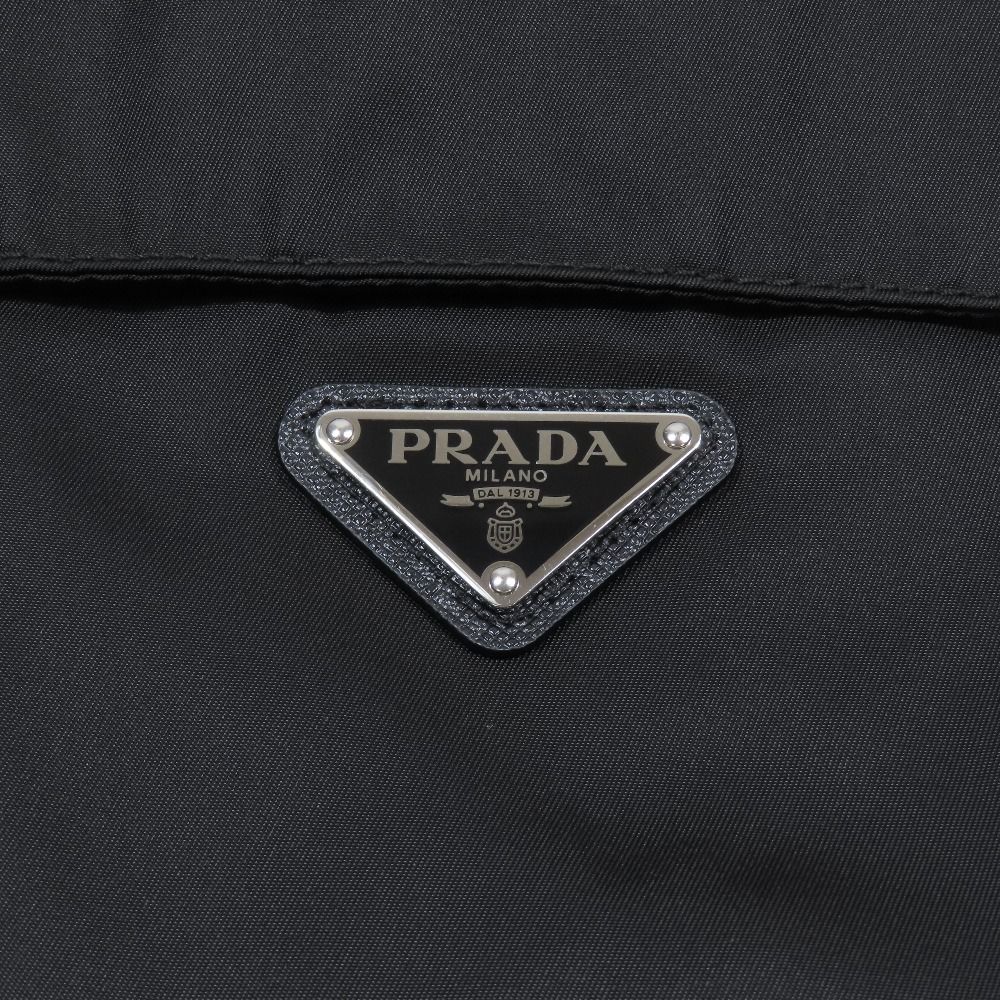 Prada Nylon Quilted Vest Jacket Zip Up Triangle Logo Plate 44 Black