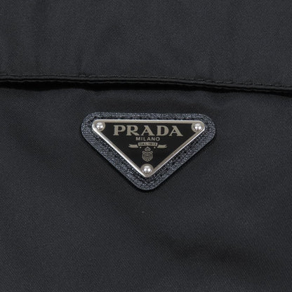 Prada Nylon Quilted Vest Jacket Zip Up Triangle Logo Plate 44 Black