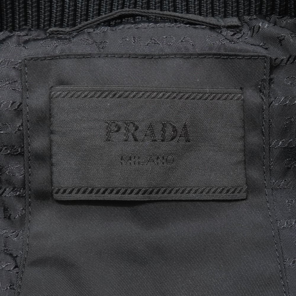 Prada Nylon Quilted Vest Jacket Zip Up Triangle Logo Plate 44 Black