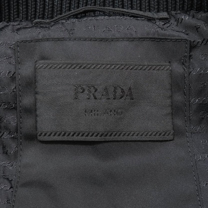 Prada Nylon Quilted Vest Jacket Zip Up Triangle Logo Plate 44 Black