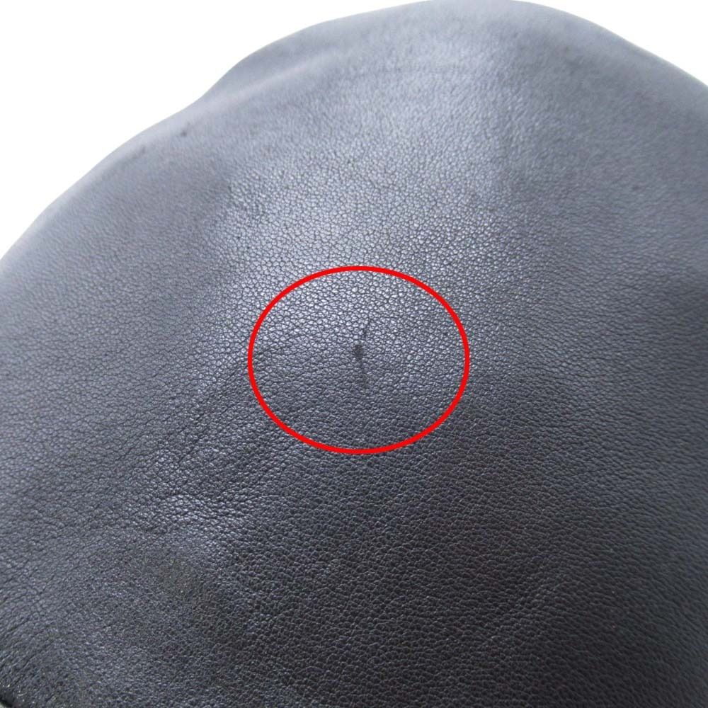 Hermes Lambskin Bucket Hat Short Brim Leather Hat 58 cm Black