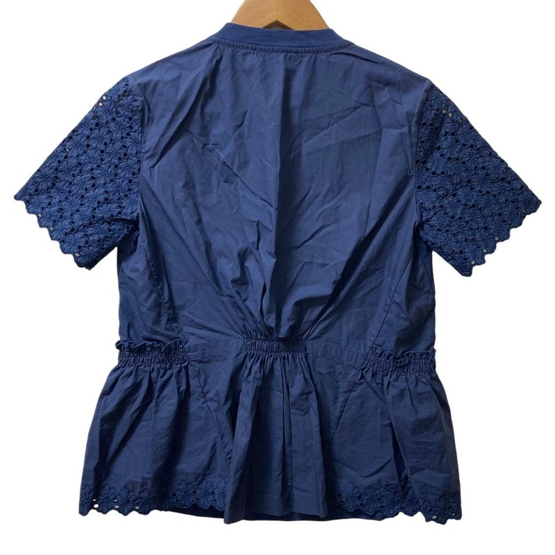 Moncler Maglia Girlocollo Lace Half Sleeve Neck Top S Navy