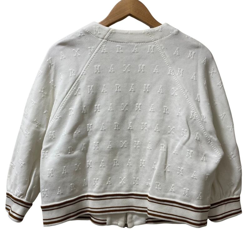 Max Mara Maxmara Cartone Logo Jacquard Zip Up Jacket 42 White