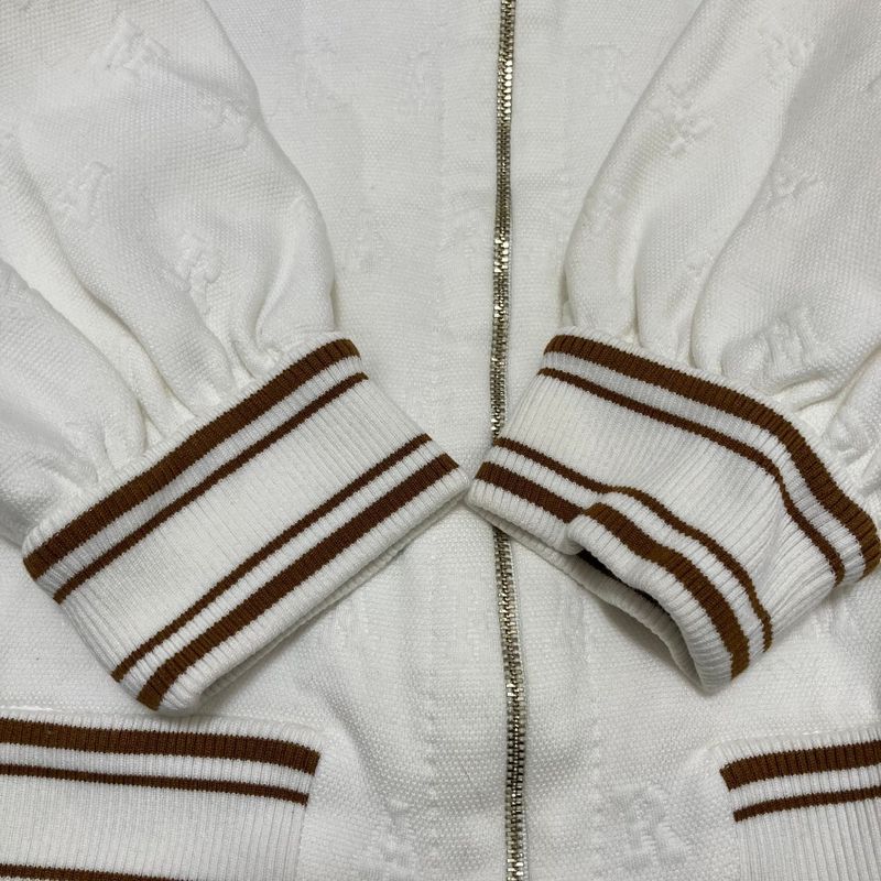 Max Mara Maxmara Cartone Logo Jacquard Zip Up Jacket 42 White