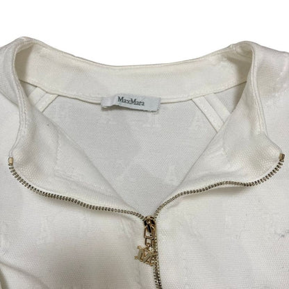 Max Mara Maxmara Cartone Logo Jacquard Zip Up Jacket 42 White