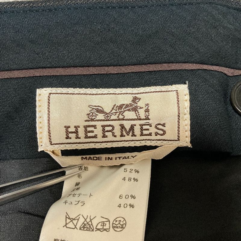 Hermes Herringbone Trousers Pants 42 Black