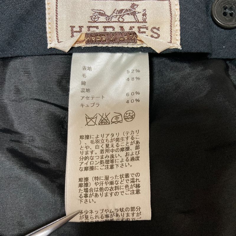 Hermes Herringbone Trousers Pants 42 Black