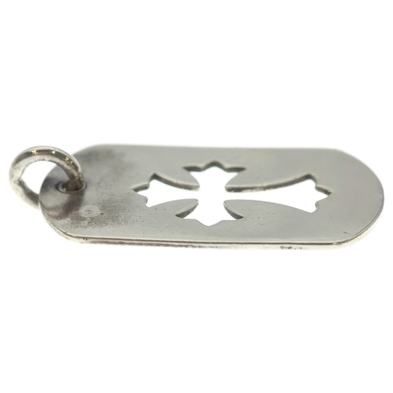 Chrome Hearts D Tag Lrg CO Crs Cutout Cross Dog Tag Large Pendant Top Silver