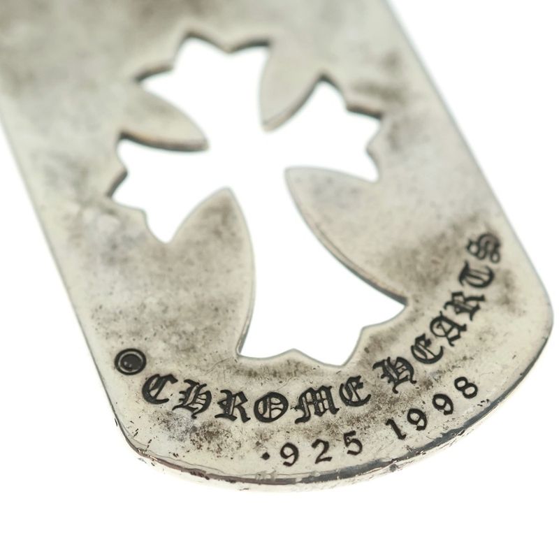 Chrome Hearts D Tag Lrg CO Crs Cutout Cross Dog Tag Large Pendant Top Silver