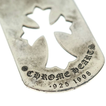 Chrome Hearts D Tag Lrg CO Crs Cutout Cross Dog Tag Large Pendant Top Silver