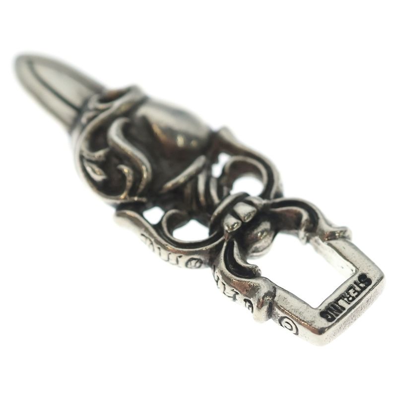 Chrome Hearts Dagger Heart Daga Pendant Top Silver