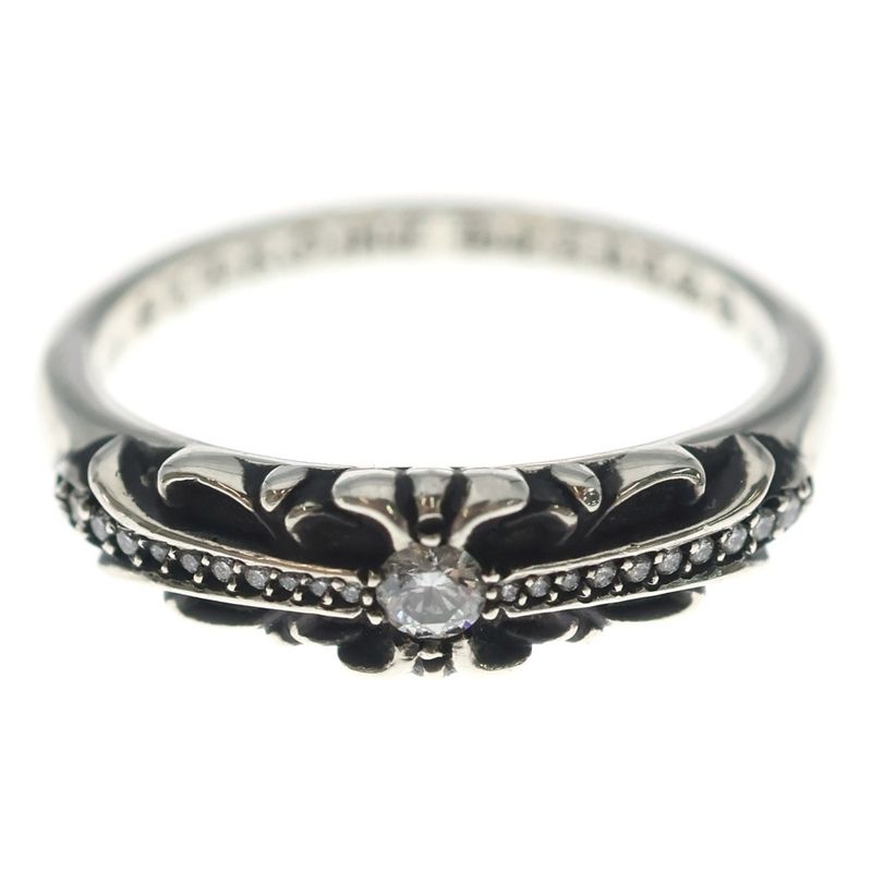 Chrome Hearts Baby Clsc P D Classic Floral Cross Pave Diamond Ring Silver
