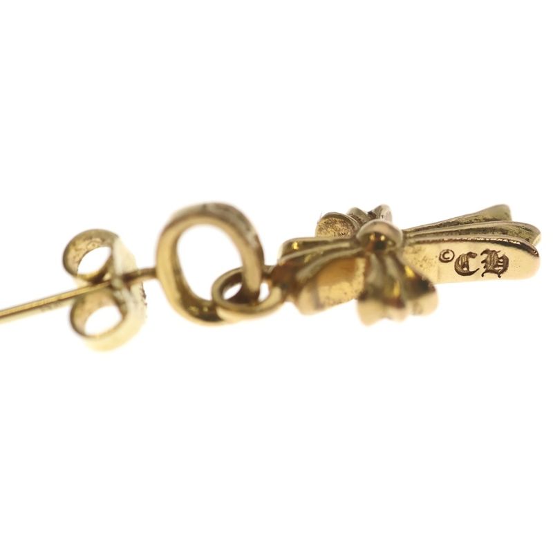 Chrome Hearts 22k Bby Pprchn P Dia Baby Fat Cross Drop Earrings Pave Diamond