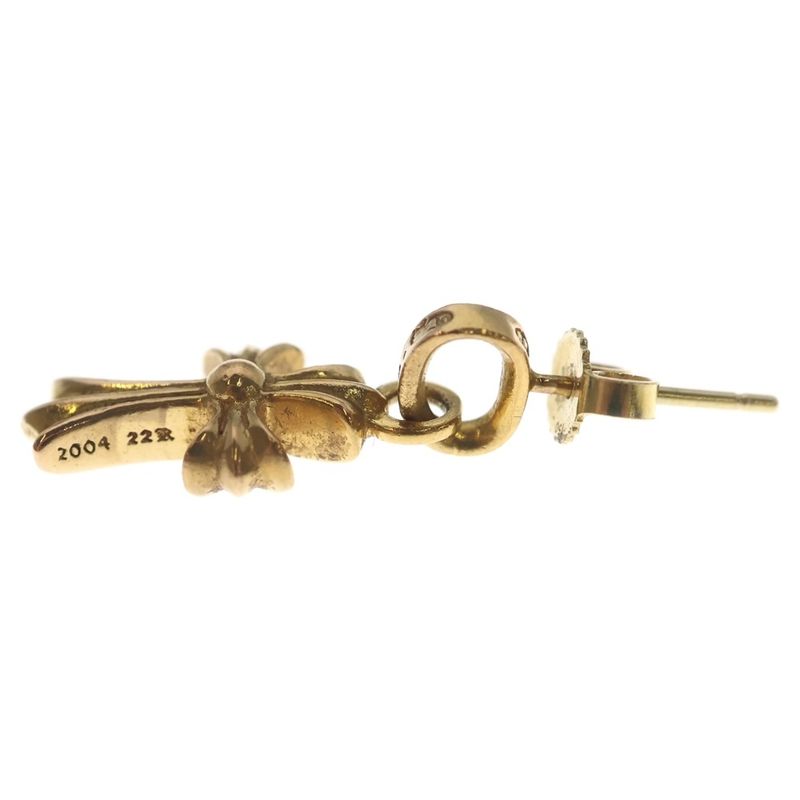 Chrome Hearts 22k Bby Pprchn P Dia Baby Fat Cross Drop Earrings Pave Diamond