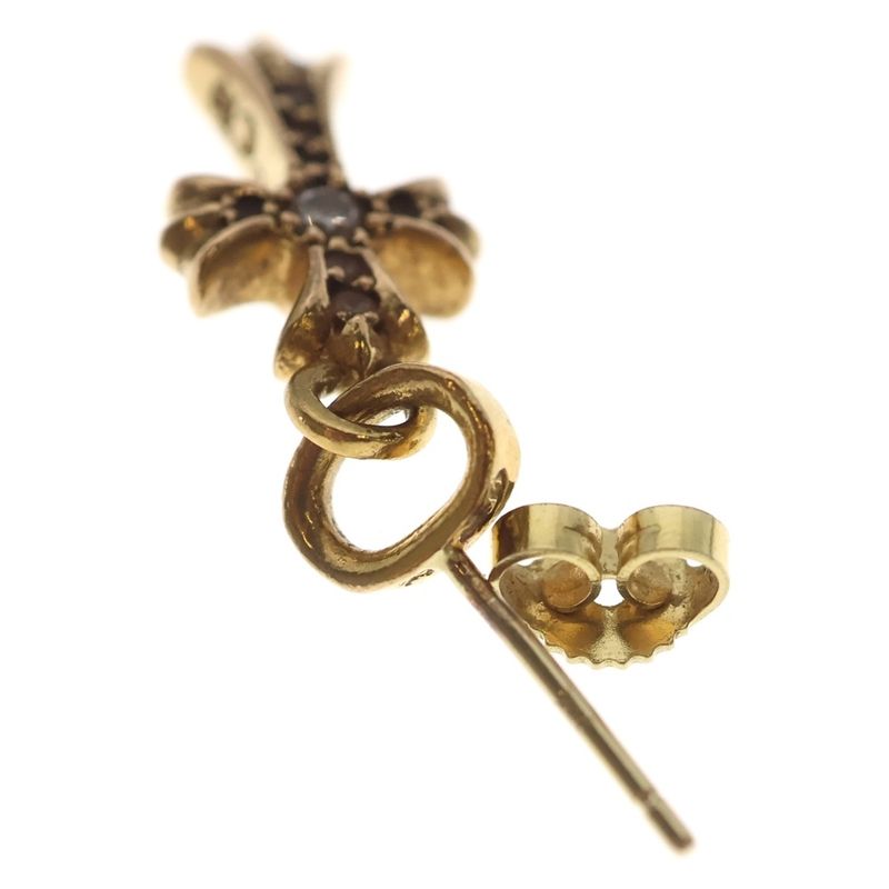 Chrome Hearts 22k Bby Pprchn P Dia Baby Fat Cross Drop Earrings Pave Diamond