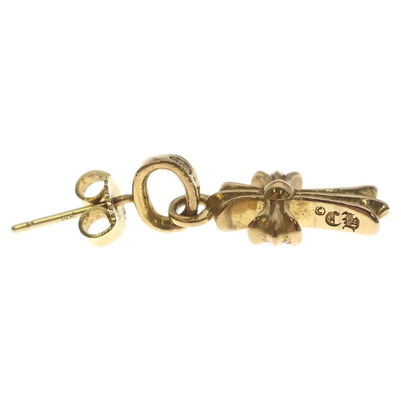 Chrome Hearts 22k Bby Pprchn P Dia Baby Fat Cross Drop Earrings Pave Diamond