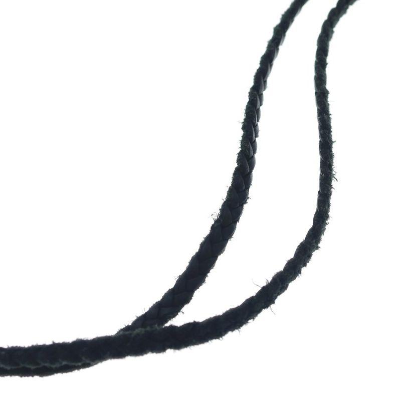 Chrome Hearts Leather Braid Scroll Necklace Black Silver