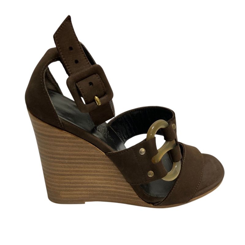 Hermes Chaine D'ancre Belt Ankle Strap Sandals 34.5 Brown