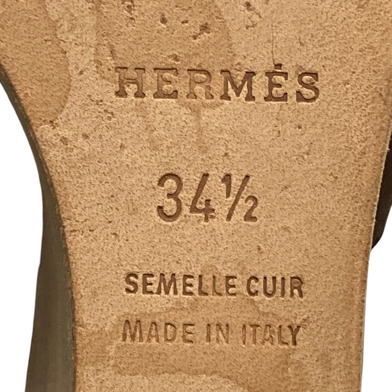 Hermes Chaine D'ancre Belt Ankle Strap Sandals 34.5 Brown