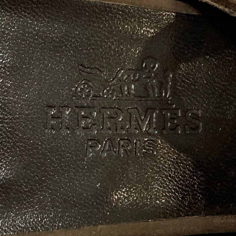 Hermes Chaine D'ancre Belt Ankle Strap Sandals 34.5 Brown