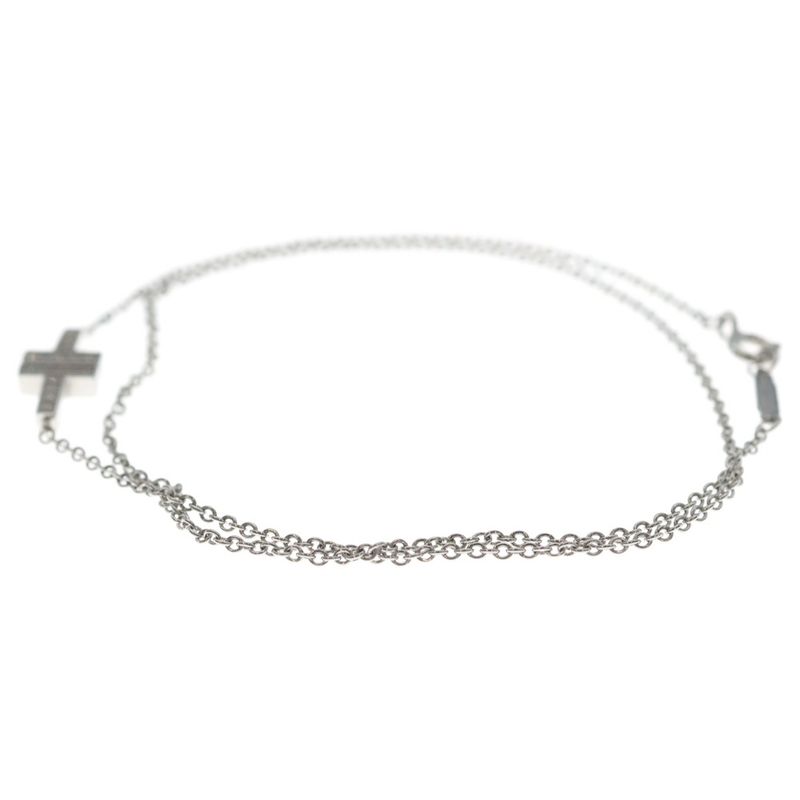 Tiffany & Co T Two Diamond Double Chain Bracelet 18k WG White Gold