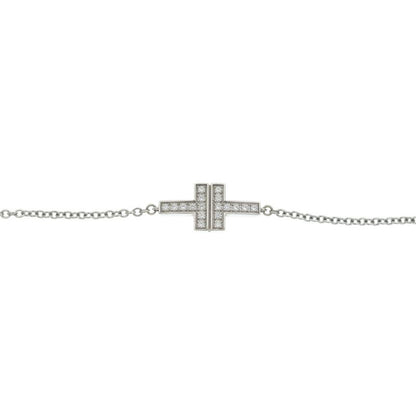 Tiffany & Co T Two Diamond Double Chain Bracelet 18k WG White Gold