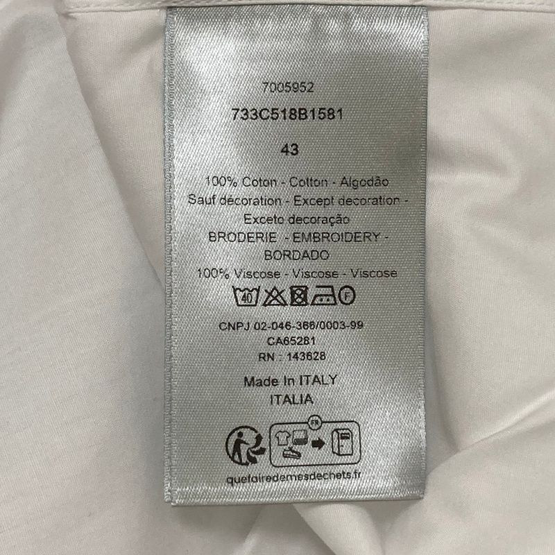 Dior Homme Bee Embroidery Long Sleeve Broad Shirt 43 White