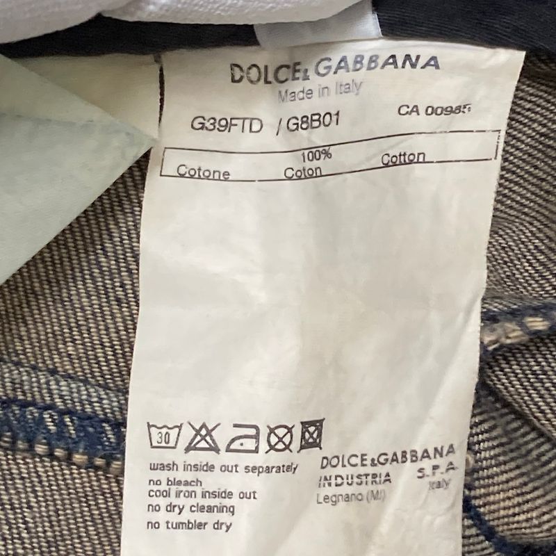 Dolce & Gabbana Logo Plate Distressed Denim Pants 44 Indigo